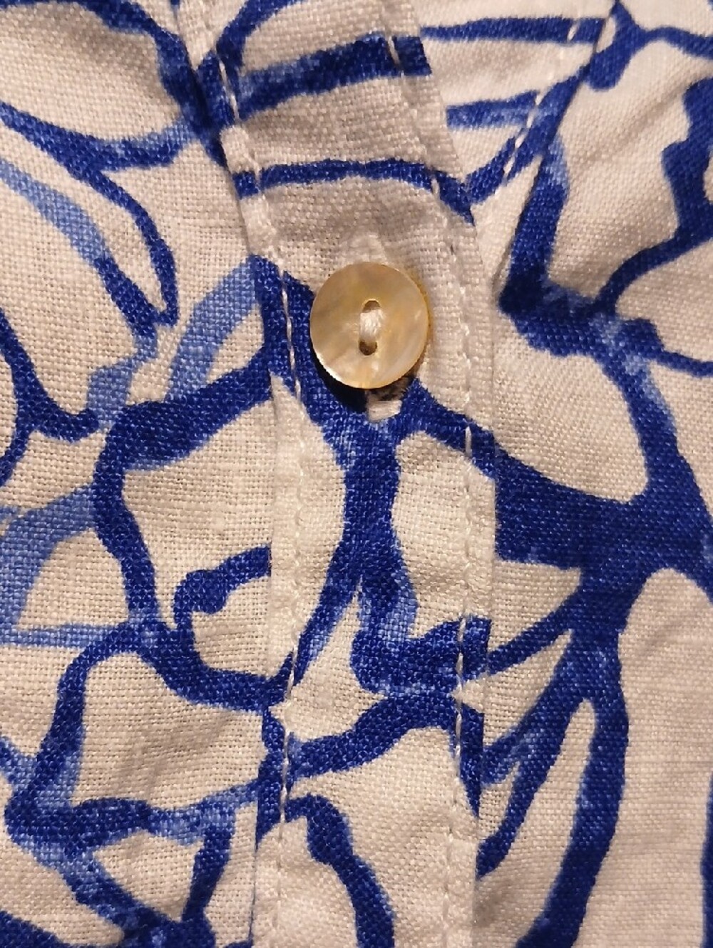 Martha Stewart Button-Down Linen Shirt with Blue Floral Outline (Never Worn) - Picture 5 of 5